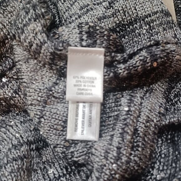 Laura Ashley Cardigan Size Medium Silver and Black Sequin Open Front NWT $102RTL - Picture 7 of 9